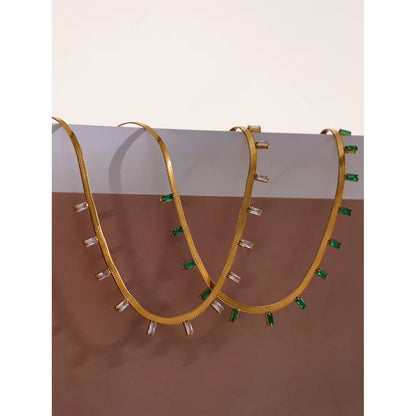Emerald Drop Snake Chain Necklace