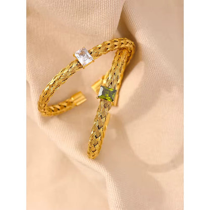 Golden Mesh Weave Zircon Bangle
