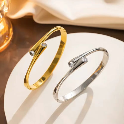 Minimal Dual Zircon Cuff Bracelet
