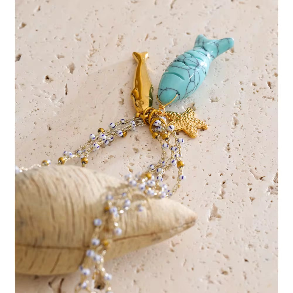 Ocean Charm Turquoise Fish Necklace