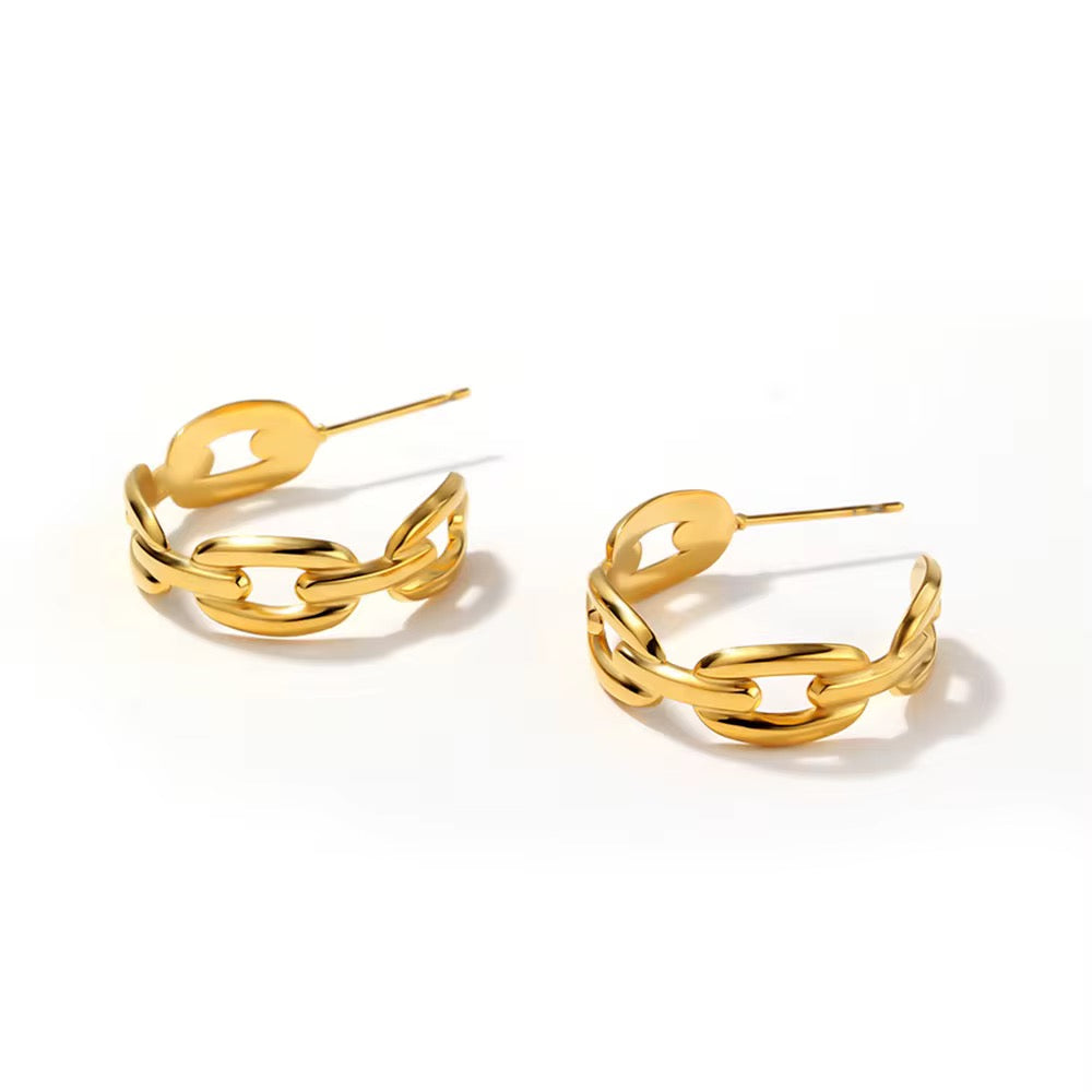 Gold Chain Link Hoop Earrings