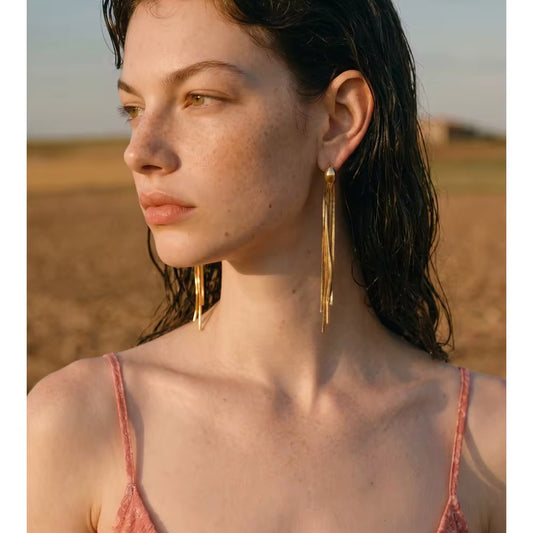 Golden Fringe Tassel Earrings