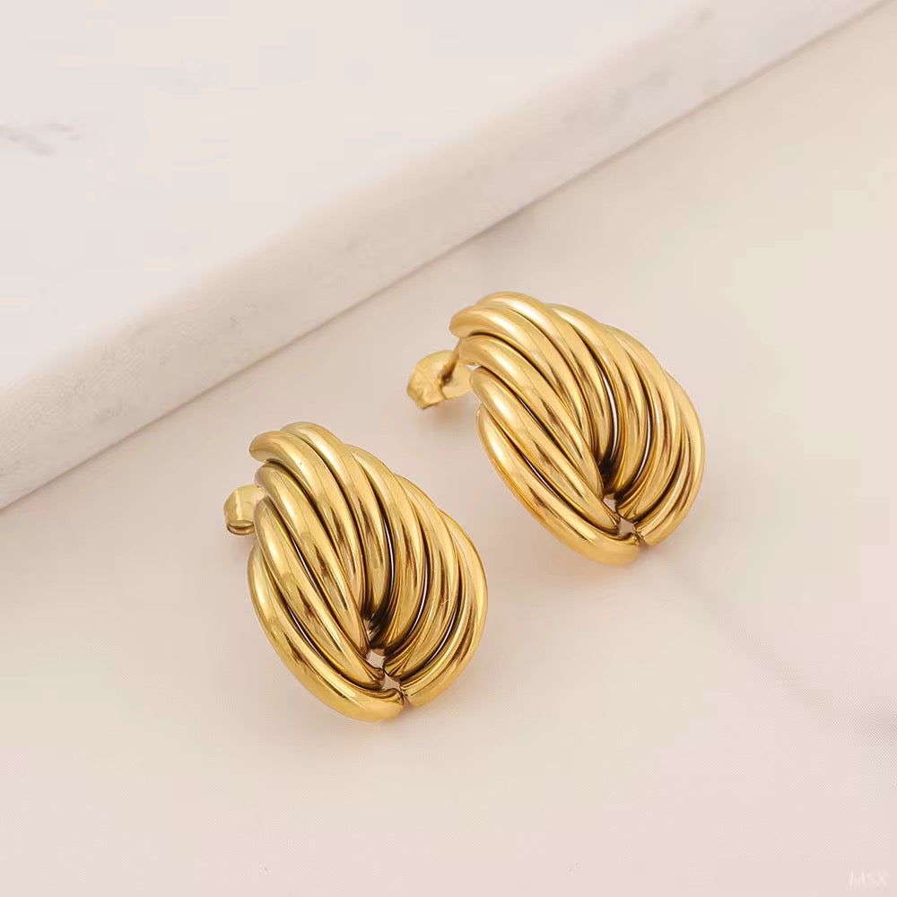 Layered Curve Gold Earrings