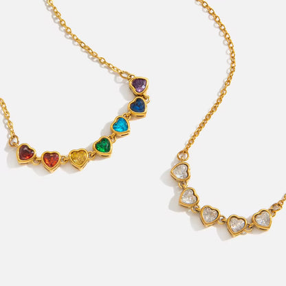 Rainbow Heart Layered Necklace