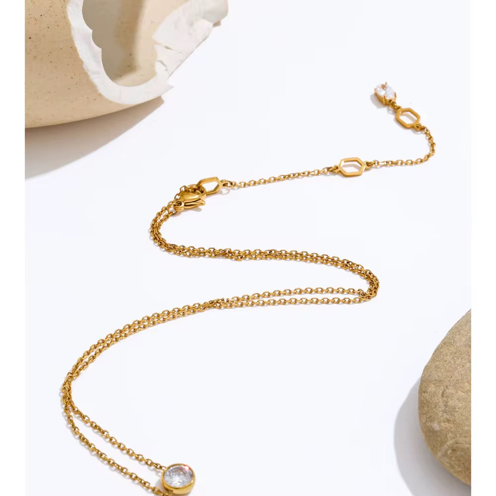 Minimalist Crystal Solitaire Necklace