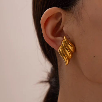 Golden Wave Stud Earrings