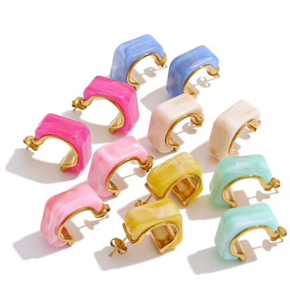 Chunky Enamel Gold Hoop Earrings