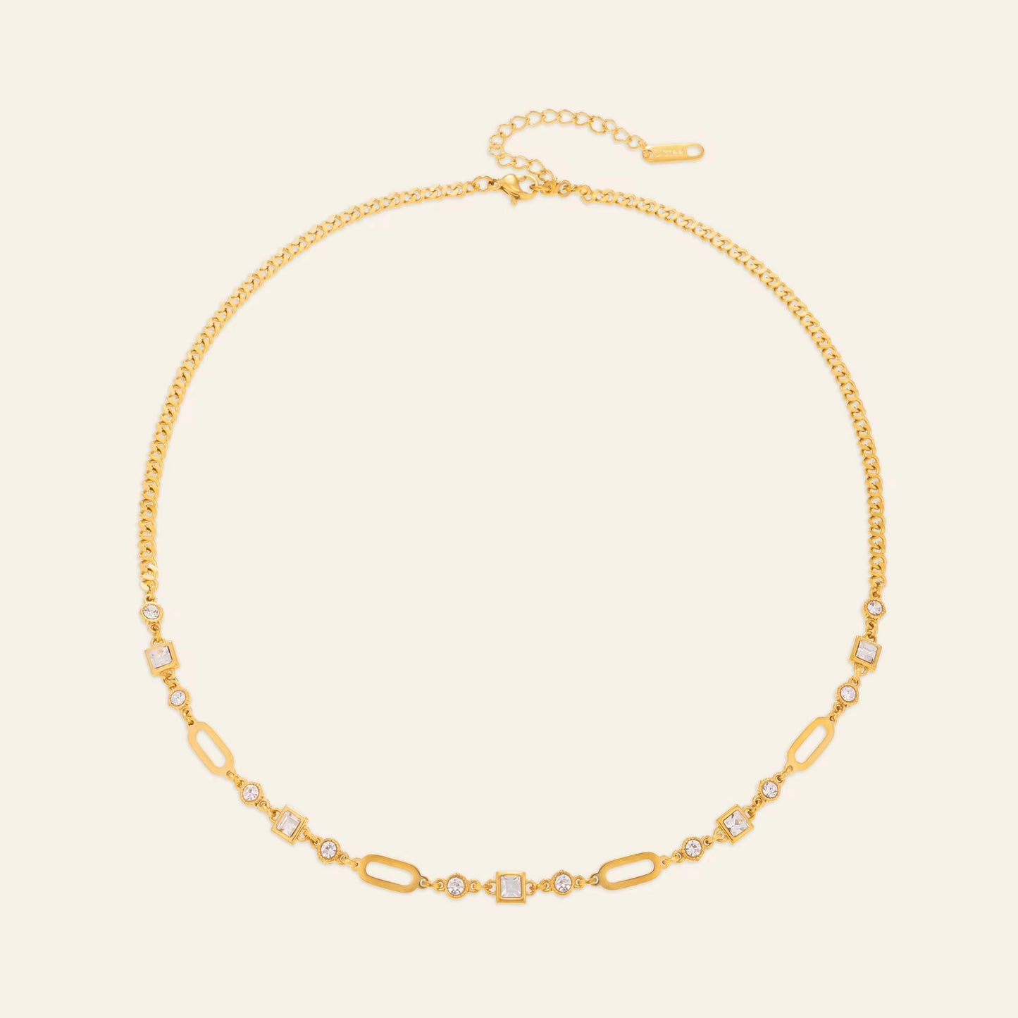 Golden Link Crystal Necklace