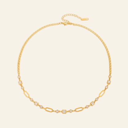 Golden Link Crystal Necklace