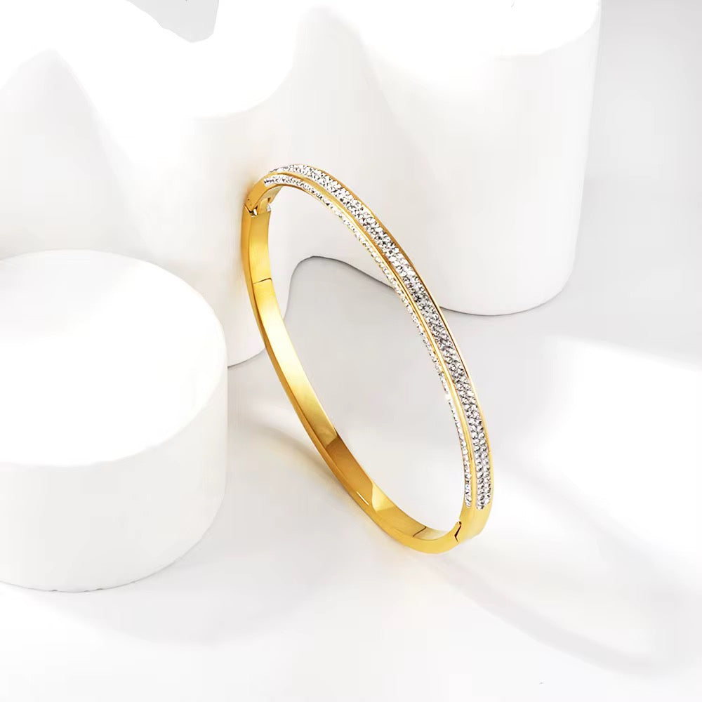 Gold Pavé Zirconia Bangle