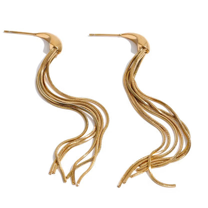 Golden Fringe Tassel Earrings