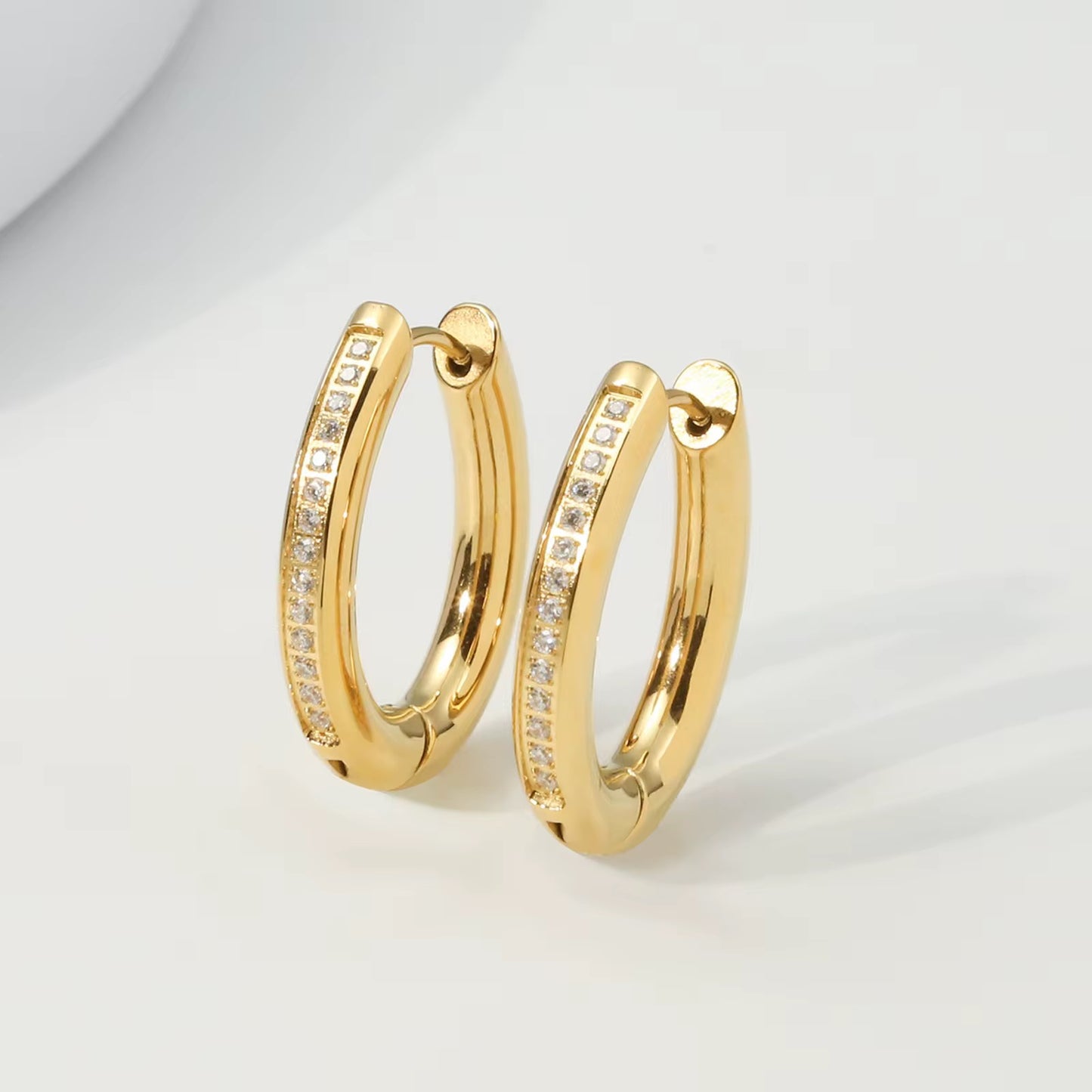 Classic Pave Gold Hoop Earrings