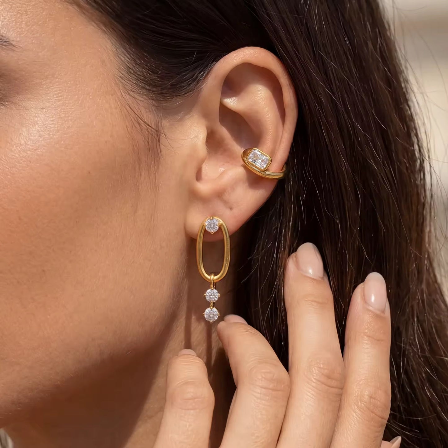 Celeste Crystal Duo Earrings Set