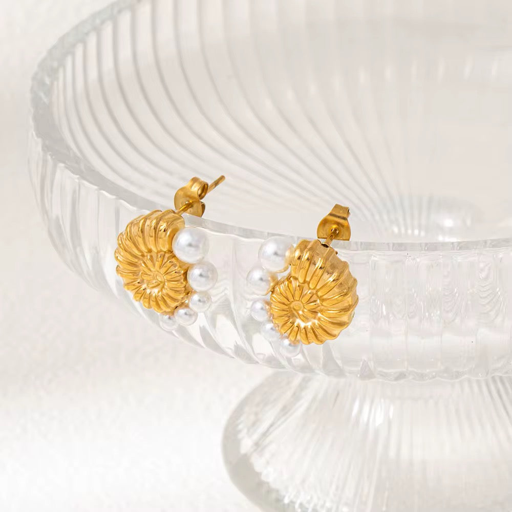 Luxury Waterproof Gold Pearl Statement Earrings