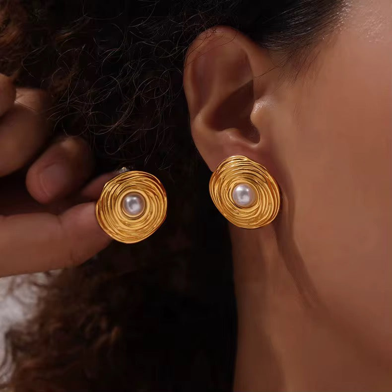 Vintage Pearl Spiral Earrings