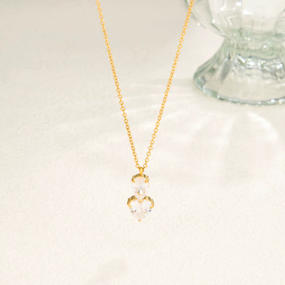 Double Heart Drop Necklace