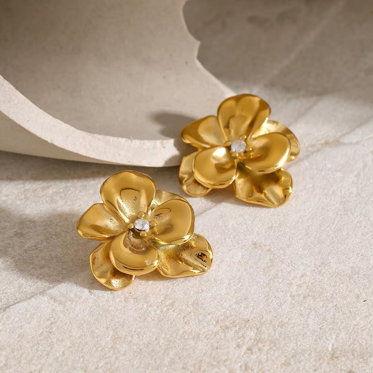 Golden Blossom Crystal Studs