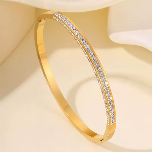 Gold Pavé Zirconia Bangle
