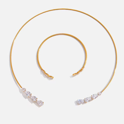 Crystal Teardrop Necklace & Bracelet Set