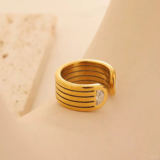 Luxe Open Crystal Ring