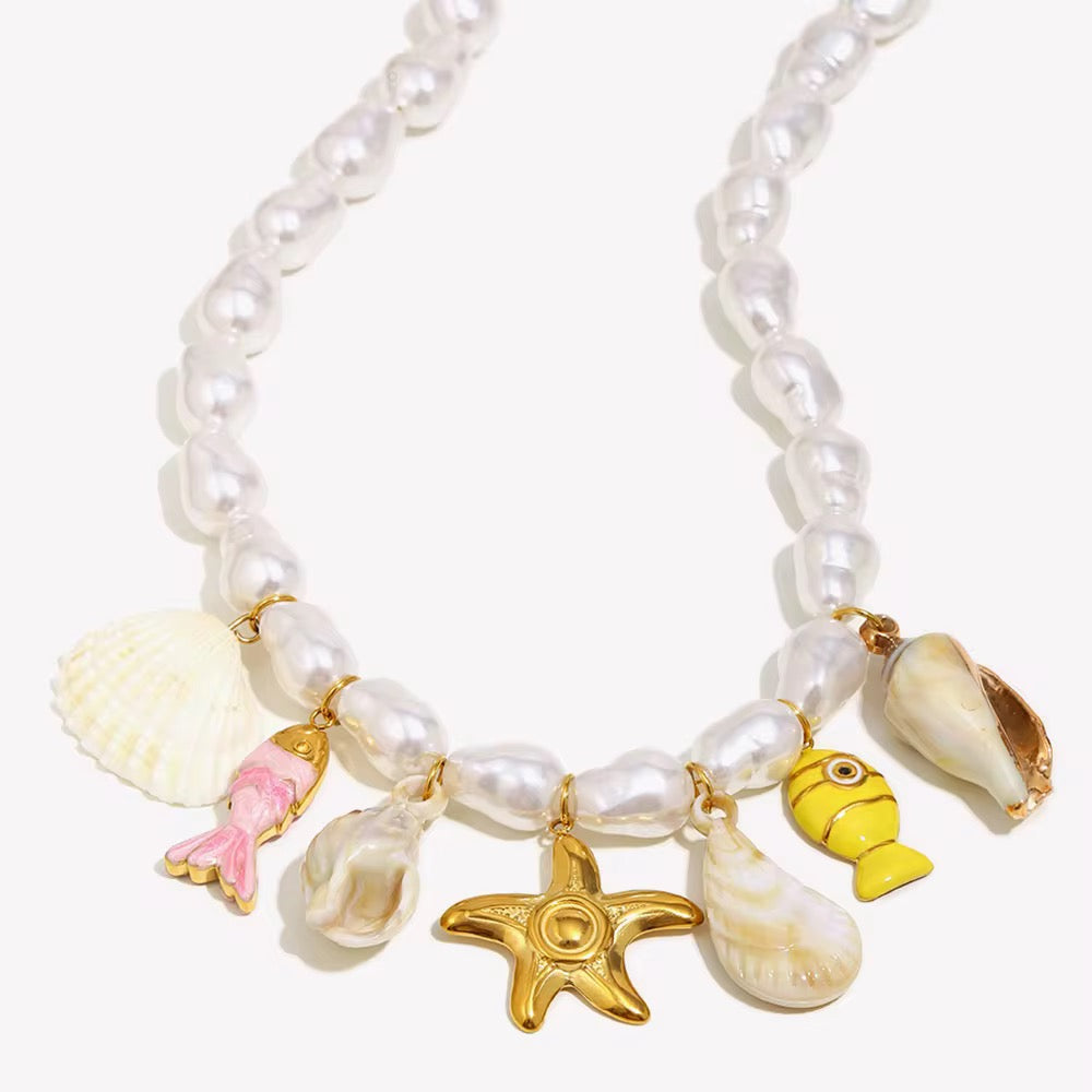 Ocean Charm Pearl Necklace