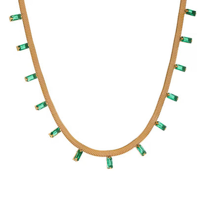 Emerald Drop Snake Chain Necklace