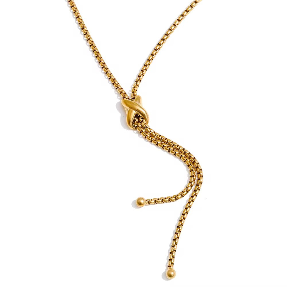 Minimalist Knot Y Lariat Necklace