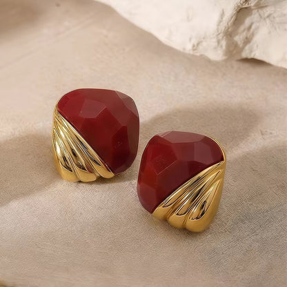 Ruby Sculpted Stud Earrings