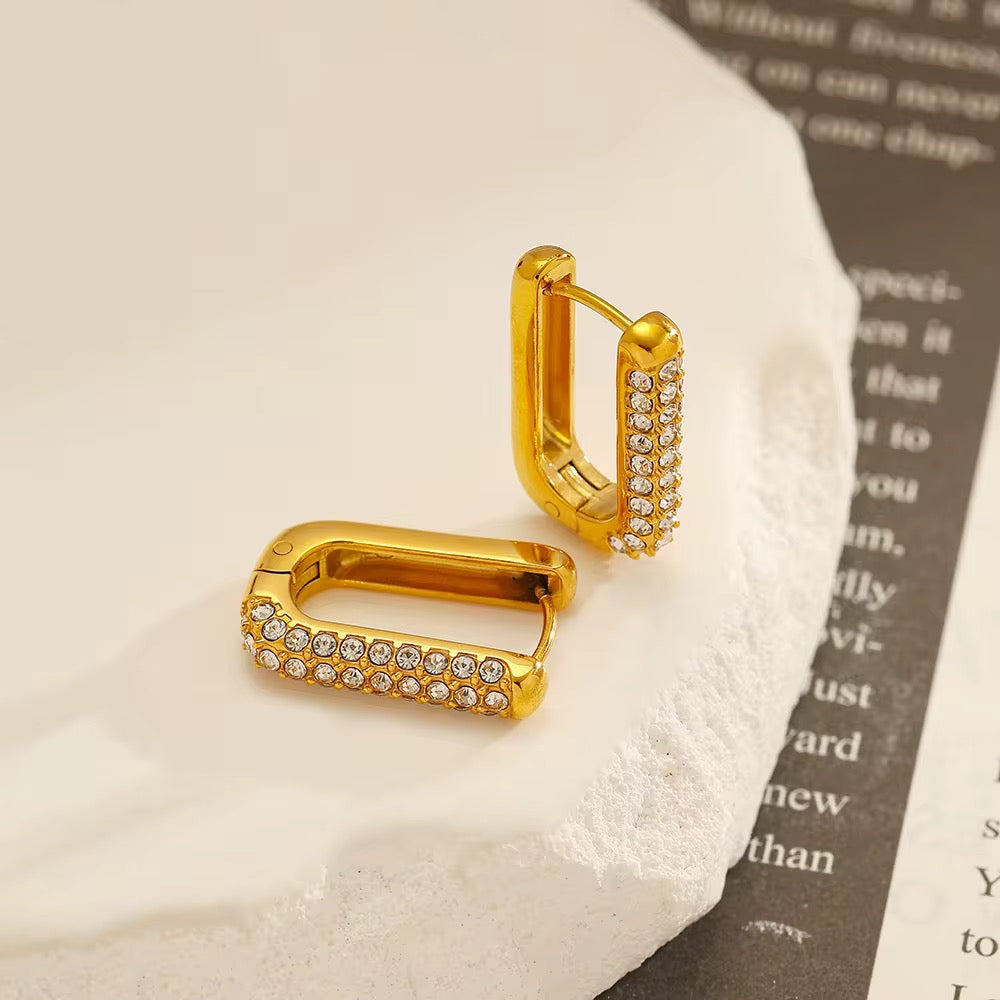 Pave Bar Huggie Earrings