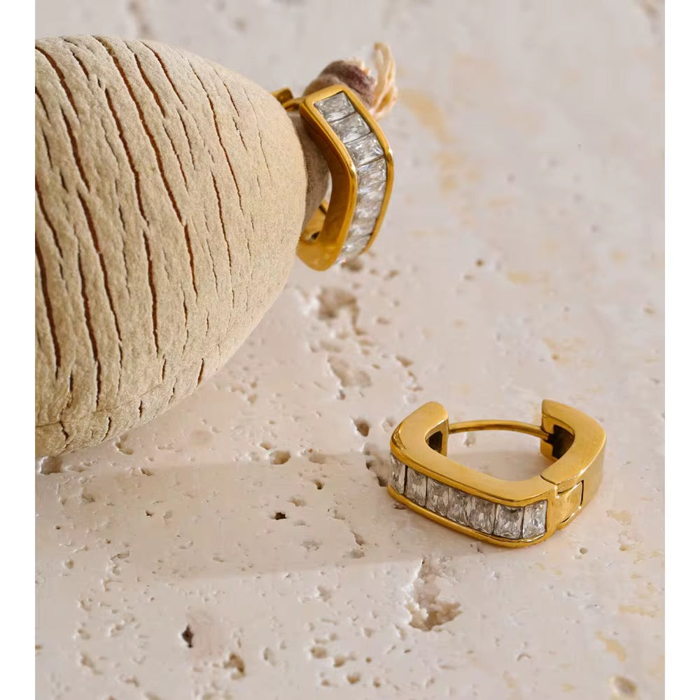 Luxe Edge Crystal Huggie Earrings