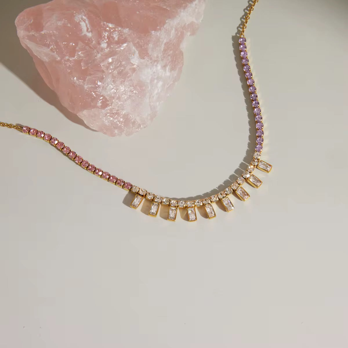 Rosé Cascade Crystal Necklace