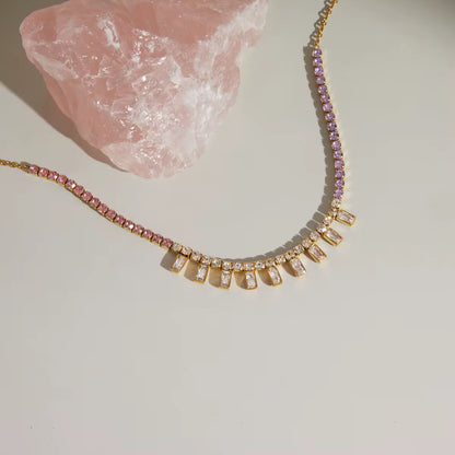 Rosé Cascade Crystal Necklace