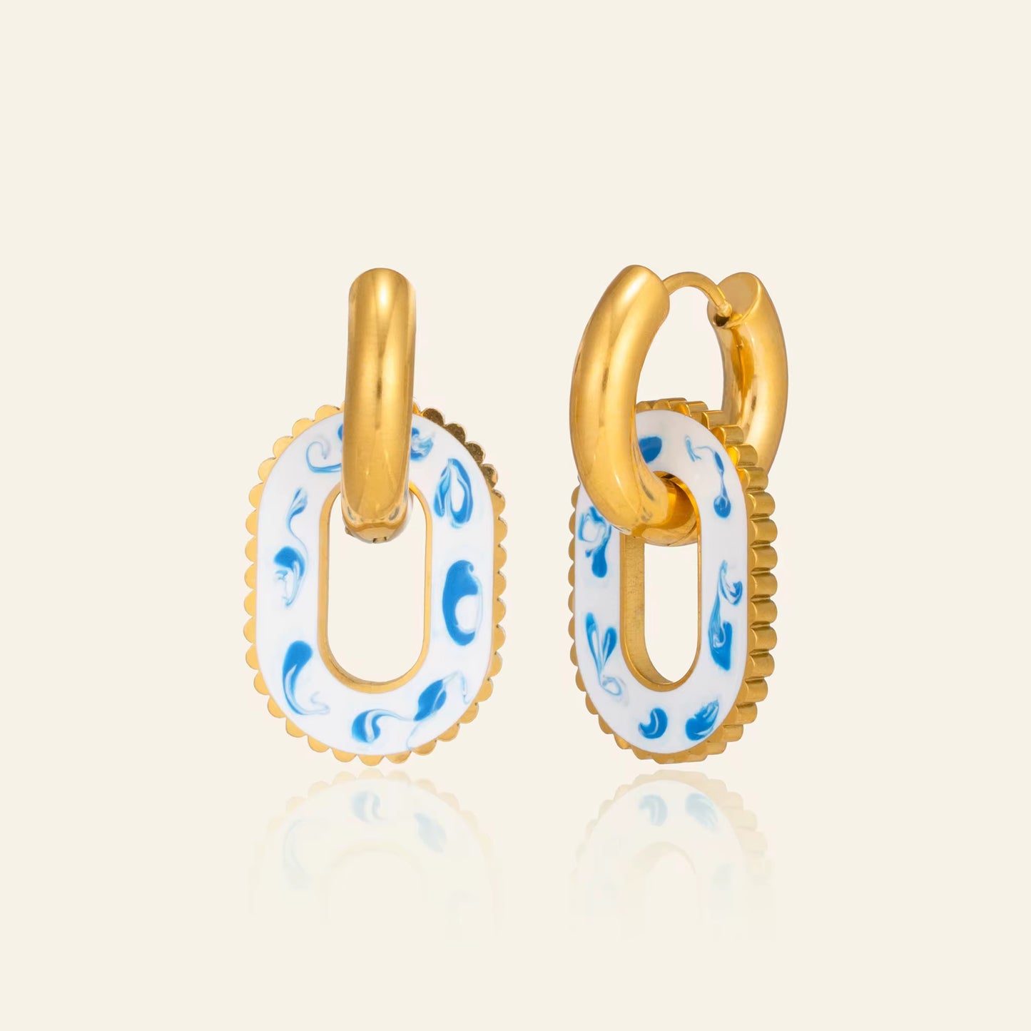 Enamel Link Charm Earrings