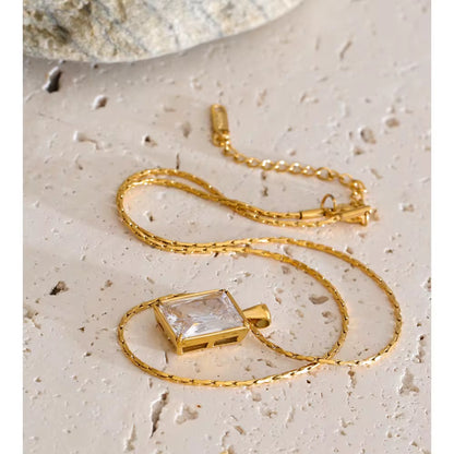 Radiant Solitaire Crystal Necklace