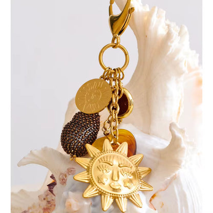 Golden Sun Charm Keychain