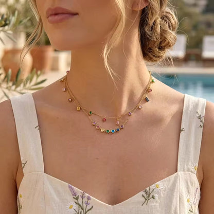 Rainbow Heart Layered Necklace