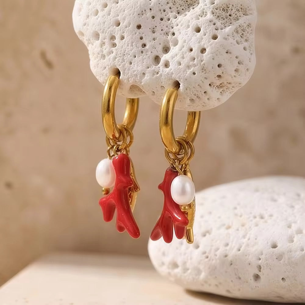 Ocean Charm Hoop Earrings
