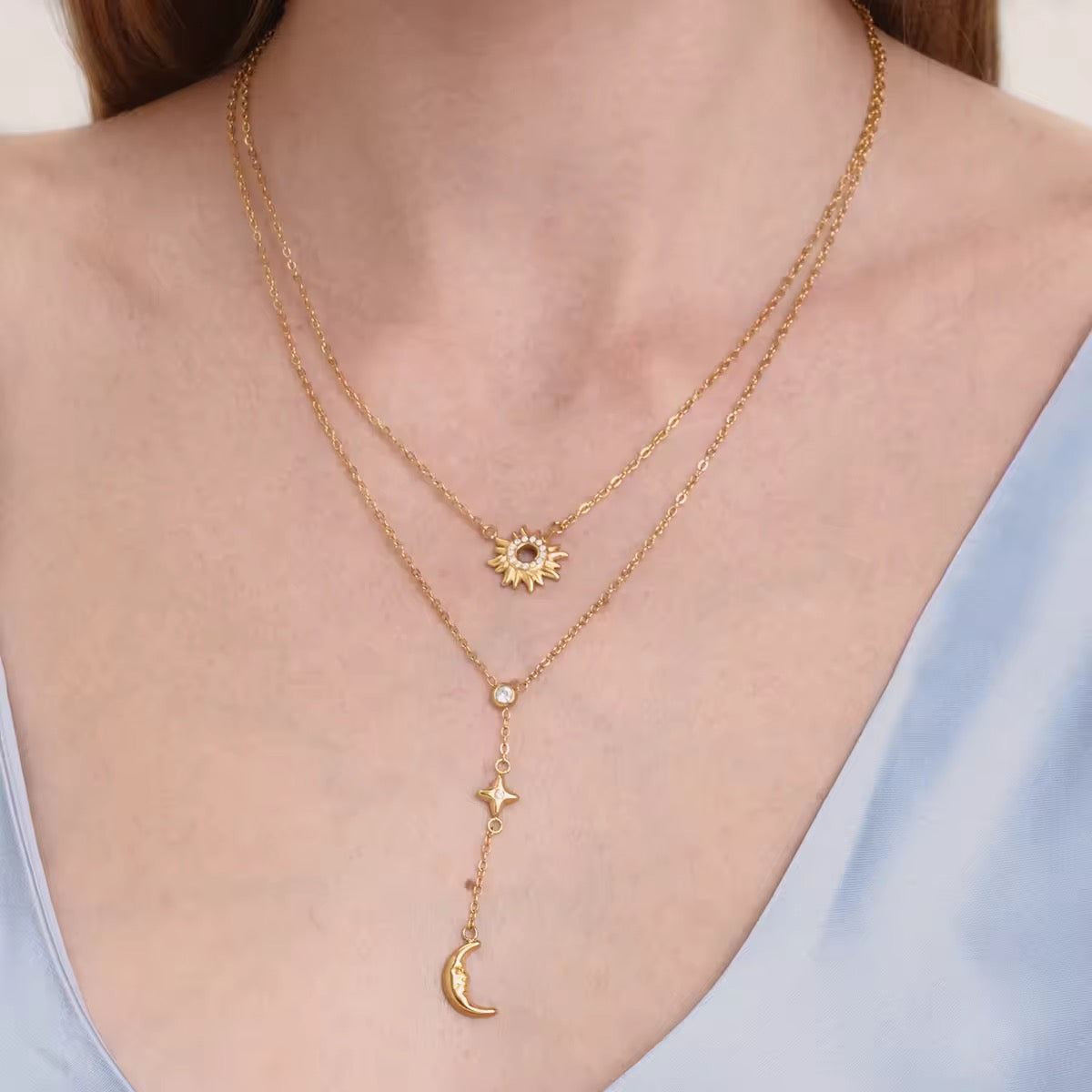 Luxury Sun & Moon Layered Necklace
