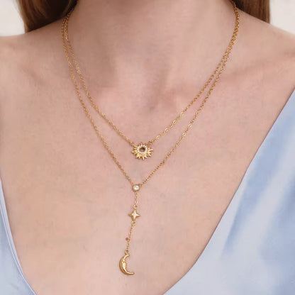 Luxury Sun & Moon Layered Necklace