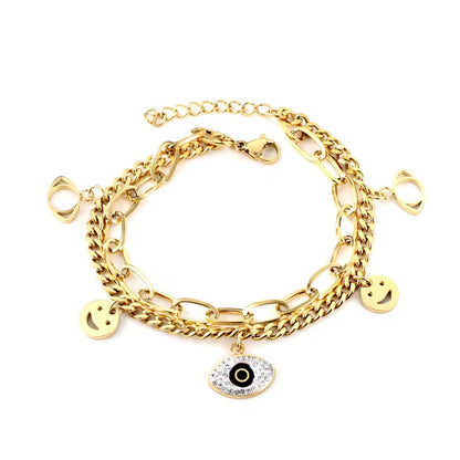 Layered Evil Eye Charm Bracelet