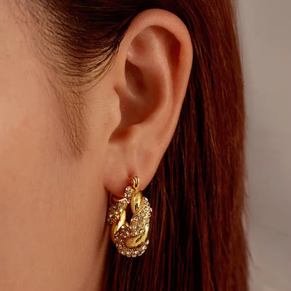 Twisted Pave Hoop Earrings