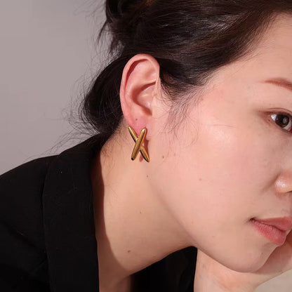 Minimal Cross Stud Earrings