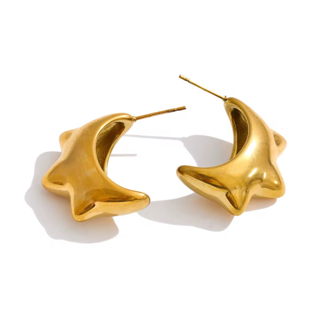 Golden Star Sculptural Stud Earrings