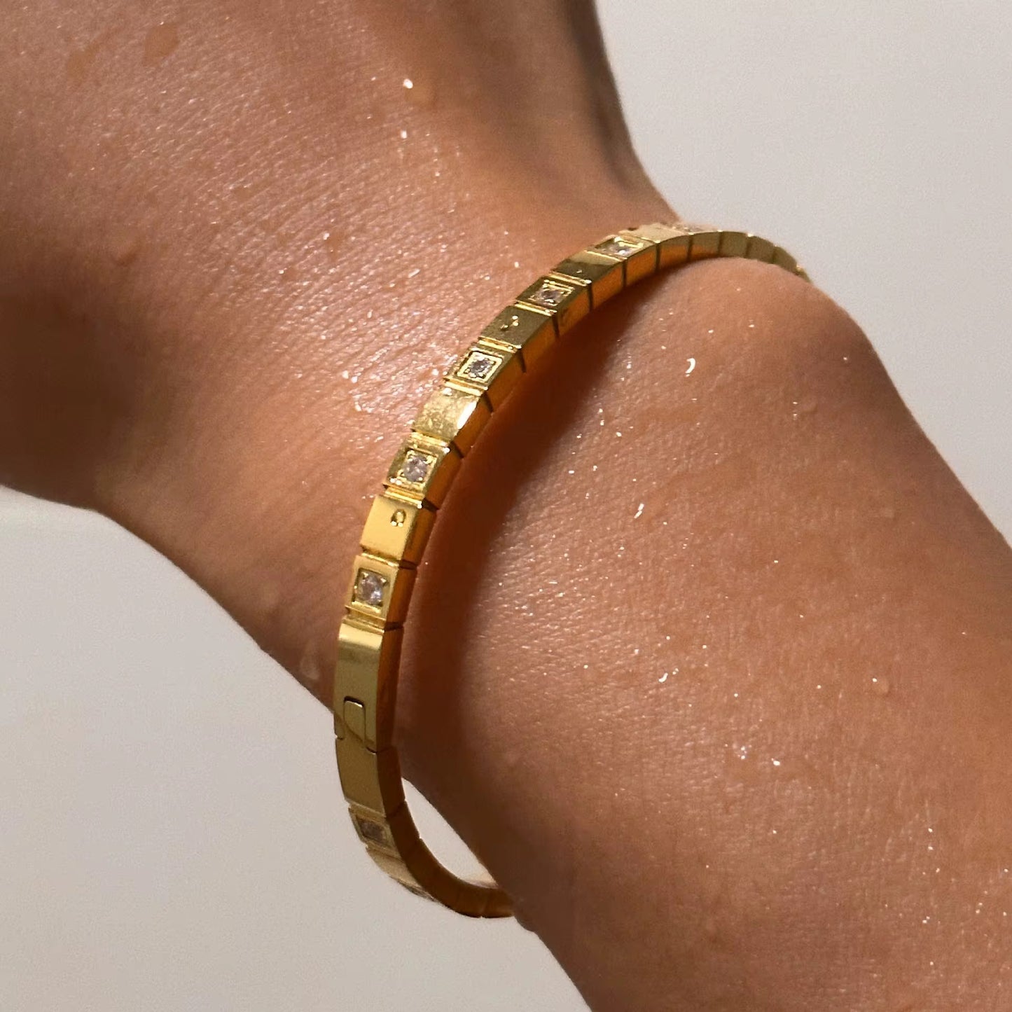Square Crystal Link Bangle