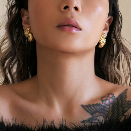 Golden Swirl Sculpt Earrings
