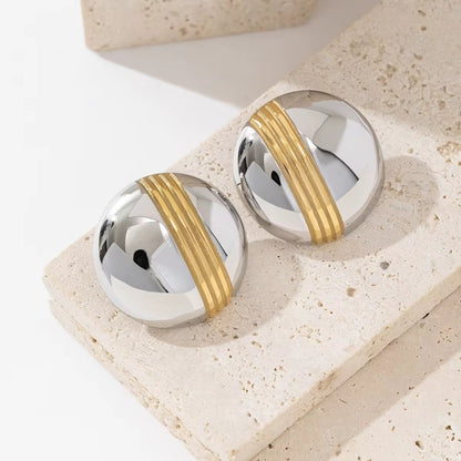Minimal Two-Tone Disc Earrings