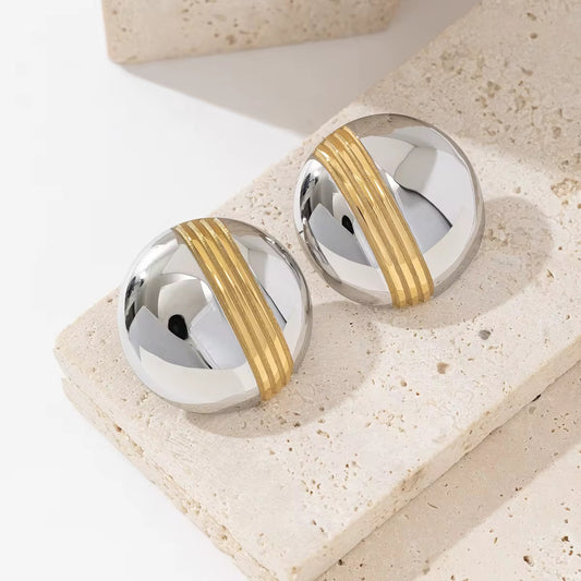 Minimal Two-Tone Disc Earrings