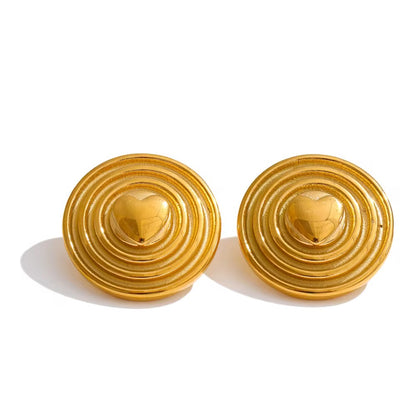Golden Aura Spiral Stud Earrings