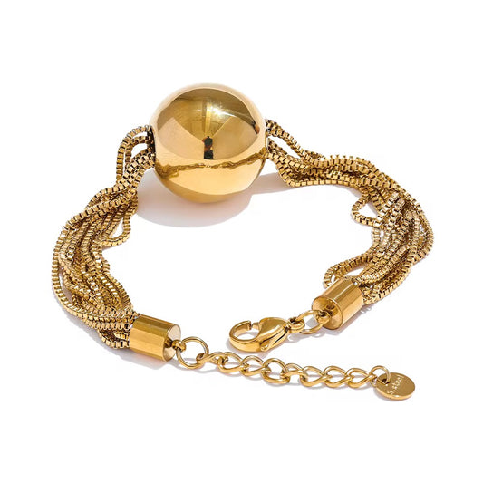 Golden Sphere Multi-Layer Chain Bracelet