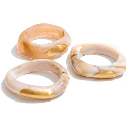 Ivory Luxe Marble & Gold Bangle Bracelet